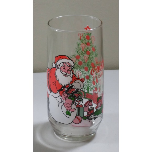 Coca-Cola Classic Santa Claus 9" Drinking Glass McCory Stores Inc Water Tumbler - Picture 2 of 5